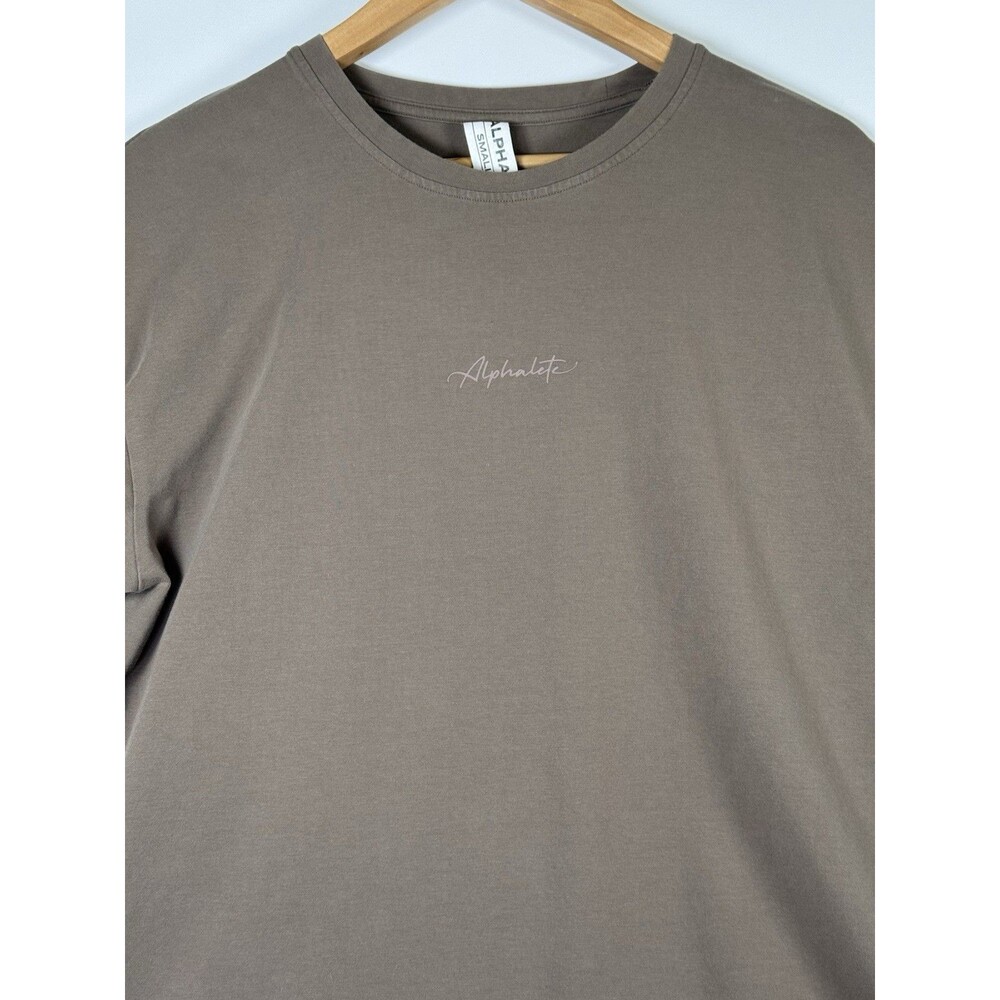 Alphalete T Shirt Womens Small Olive Brown Oversized Logo Tee Modern Athleisure - Picture 2 of 8
